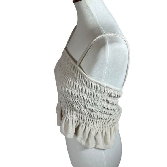 H&M Smocked Cream Terry Camisole Tube Cropped Top Size M - Picture 3 of 6
